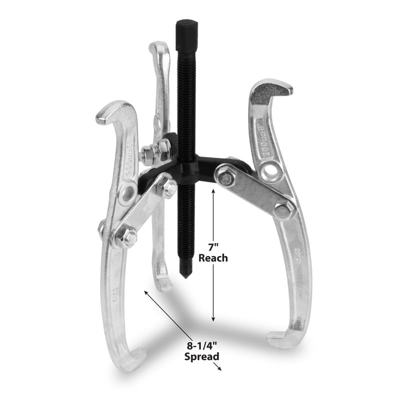 Performance Tool W138P 8-Inch 3-Jaw Gear Puller with Reversible Design for Vehicle Maintenance and Repair, Drop-Forged Steel, Chrome Plating - Image 3